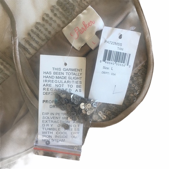 new Parker ❤︎ Sequin Sleeveless Evening Top ❤︎ Sheer Yoke Tank ❤︎ Silver Large - Picture 3 of 12